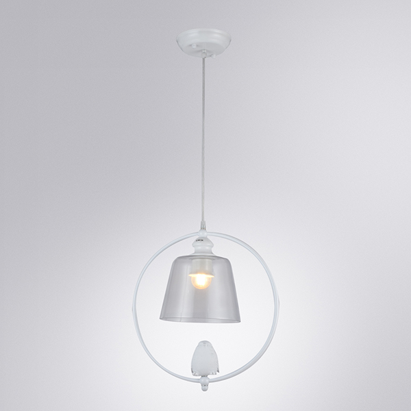 Подвесной светильник Arte Lamp Passero A4289SP-1WH, арматура белая, плафон стекло дымчатое, 34х34 см - фото 1
