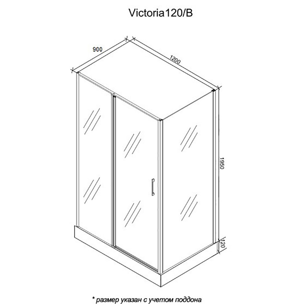 Душевой уголок CeruttiSPA Victoria 120x90, стекло прозрачное, профиль хром глянцевый - фото 1