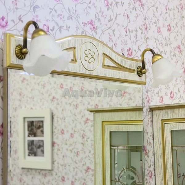 Мебель для ванной Sanflor Адель 82, цвет белый/патина золото, правая - фото 1