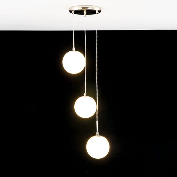 Подвесной светильник Citilux Томми CL102034, арматура хром матовый, плафоны стекло белое, 33х33 см - фото 1
