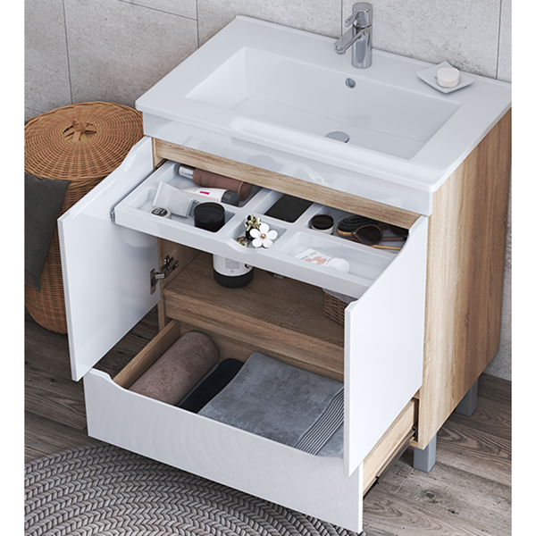 Мебель для ванной Vigo Grani 75, 2 дверцы, 1 ящик, цвет белый / дуб сонома - фото 1