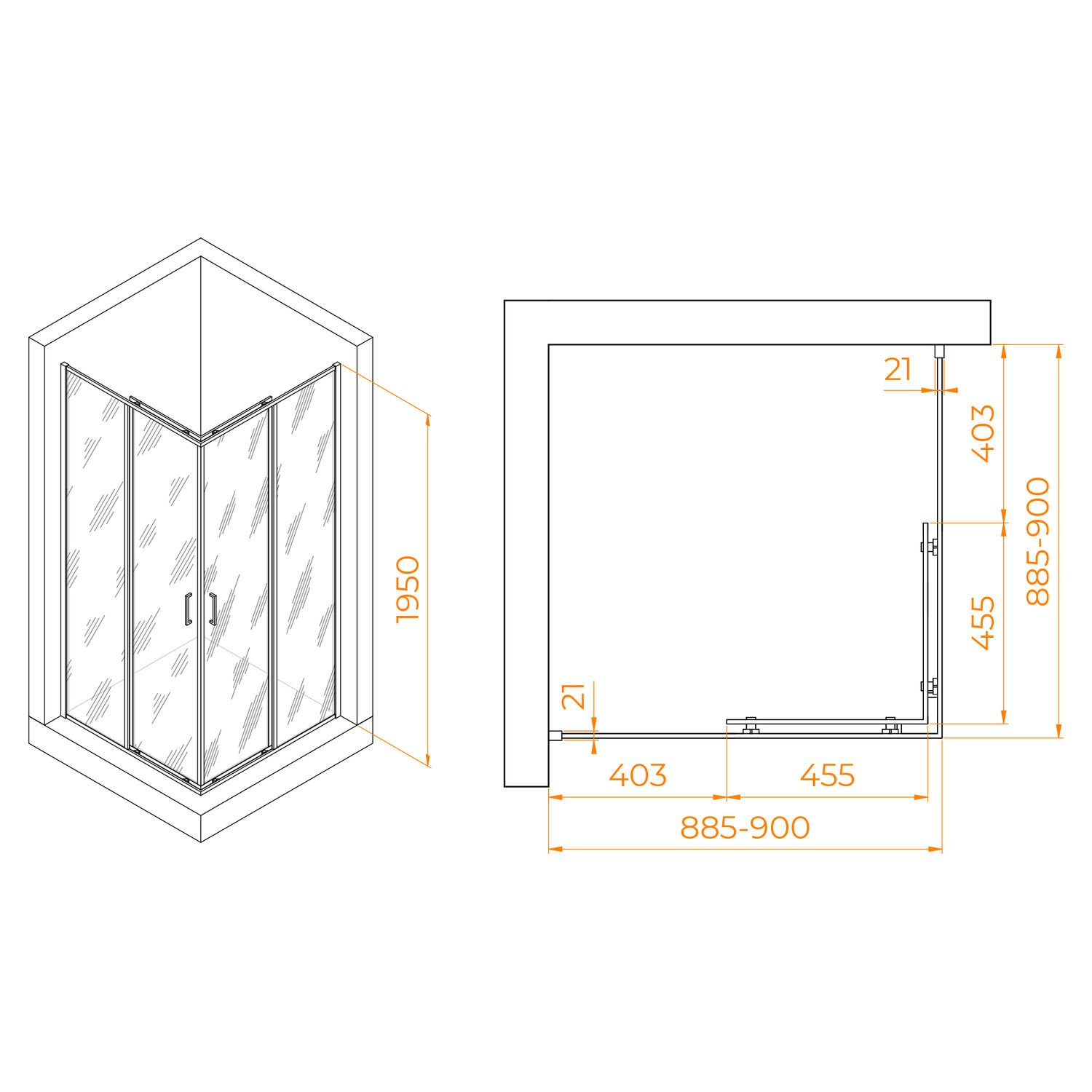 Душевой уголок RGW Passage PA-030 90x90, стекло прозрачное, профиль хром - фото 1