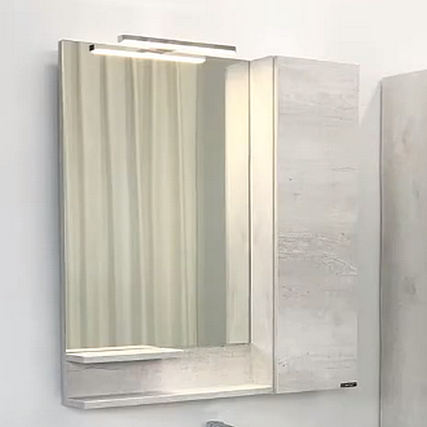 Шкаф-зеркало Comforty Верона 75, правый, цвет дуб белый