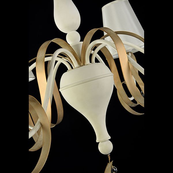 Подвесная люстра Maytoni Intreccio ARM010-06-W, арматура белая / золото, плафоны пластик / ткань белая, 87х87 см