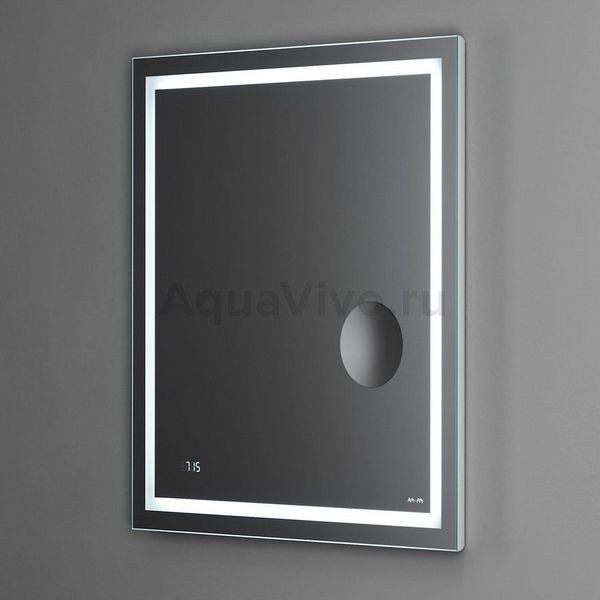Зеркало AM.PM Gem 65x70 с подсветкой, часами и косметическим зеркалом - фото 1