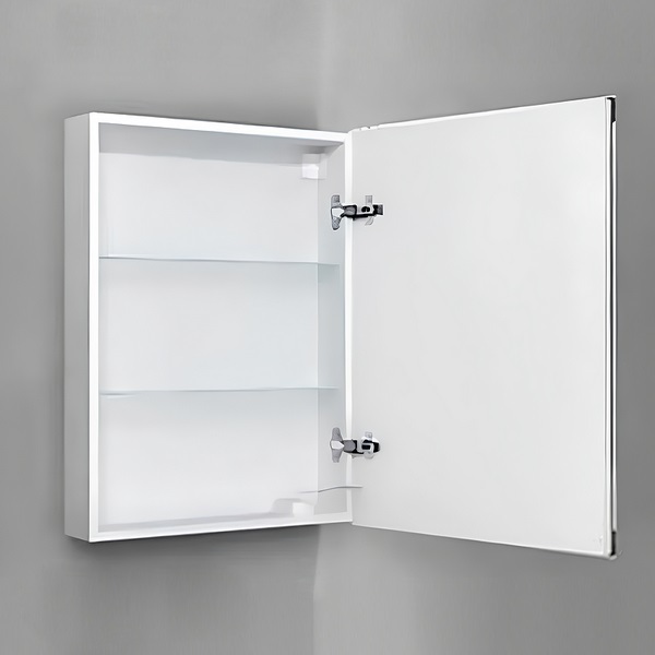 Шкаф-зеркало Jorno Slide 60, правый, с подсветкой и часами, цвет белый - фото 1