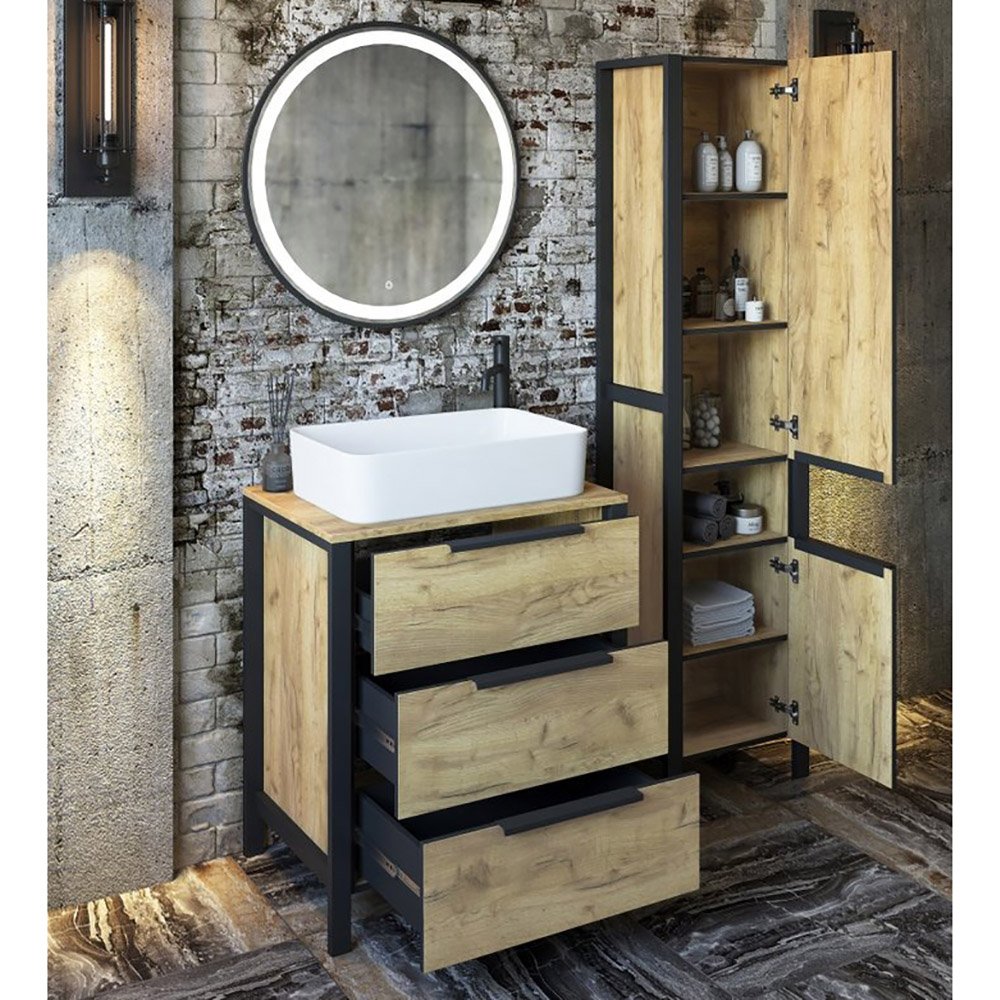 Мебель для ванной Sanflor Гард 70, цвет дуб крафт золотой / черный - фото 1