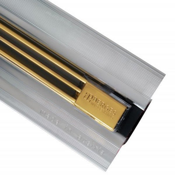 Душевой лоток Berges Super Slim 092155 с решеткой 100x9 см, боковой выпуск, с возможностью изменения длины, цвет золото глянец