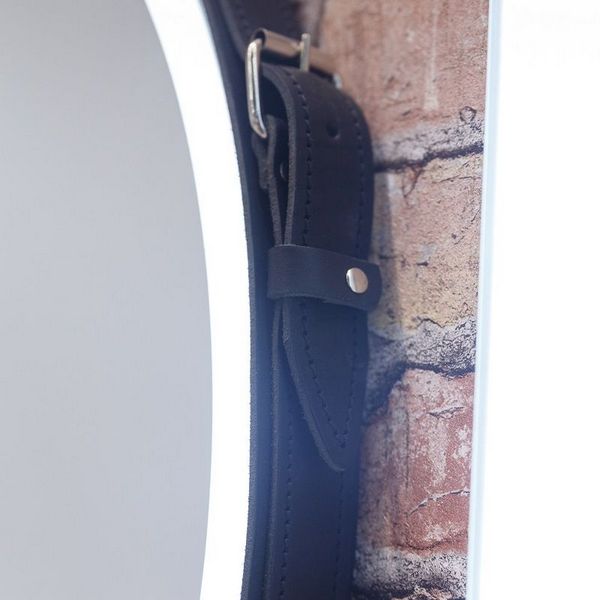Зеркало Art & Max Milan Nero 100x100, на кожаном ремне, с подсветкой и диммером, цвет черный - фото 1