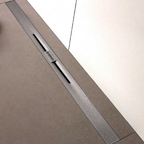 Душевой лоток Berges Simpel 090113 с решеткой 100x4 см, боковой выпуск, с возможностью изменения длины, цвет хром матовый - фото 1