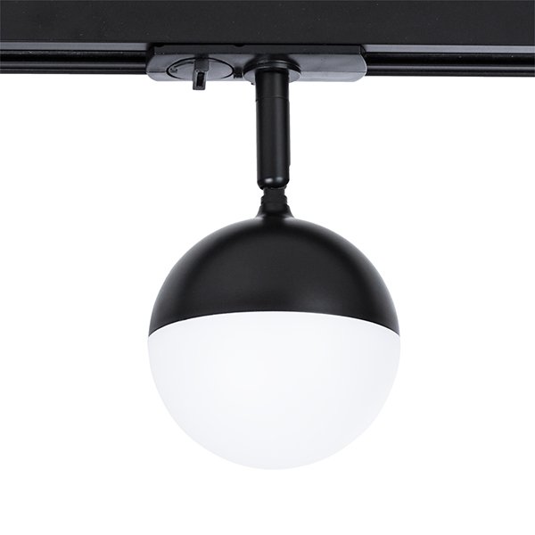 Трековый светильник Arte Lamp Virgo A4565PL-1BK, арматура черная, плафон пластик / металл белый / черный, 9х9 см - фото 1