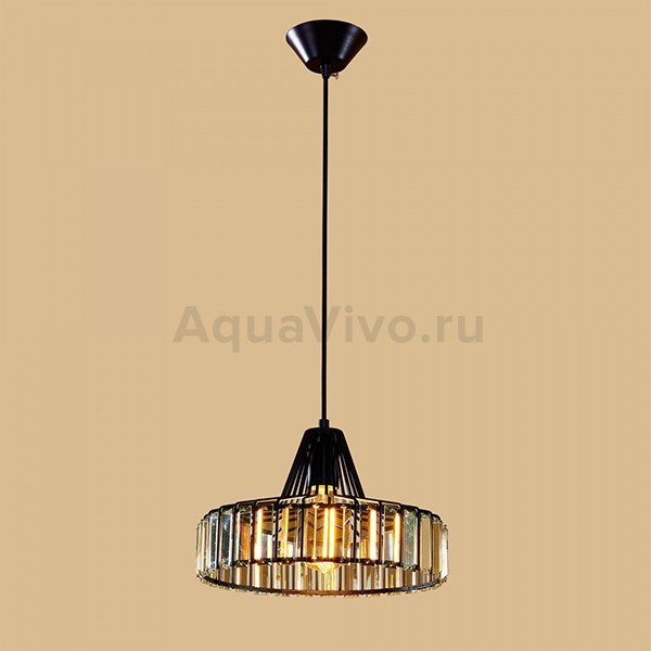 Подвесной светильник Citilux Эдисон CL450212, арматура черная, плафон хрусталь прозрачный, 33х33 см