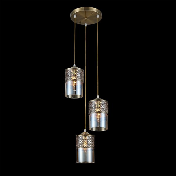 Подвесной светильник Citilux Эмир CL467033, арматура бронза, плафоны стекло бежевое, 30х30 см  - фото 1