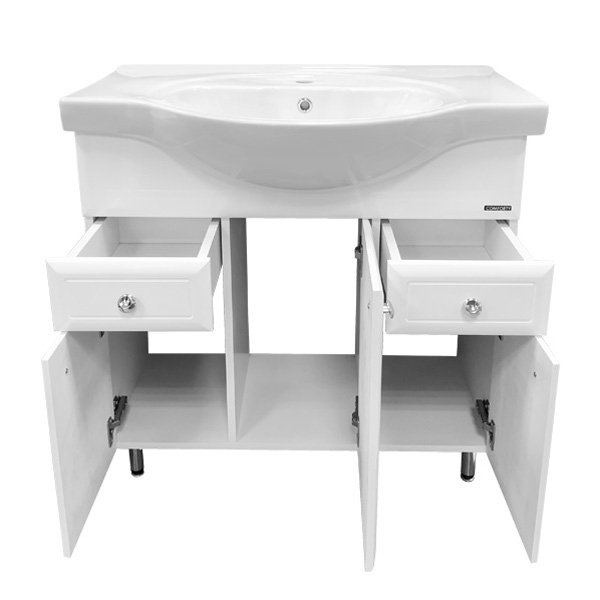 Мебель для ванной Comforty Сочи 85 с раковиной Сенеж 87, цвет белый