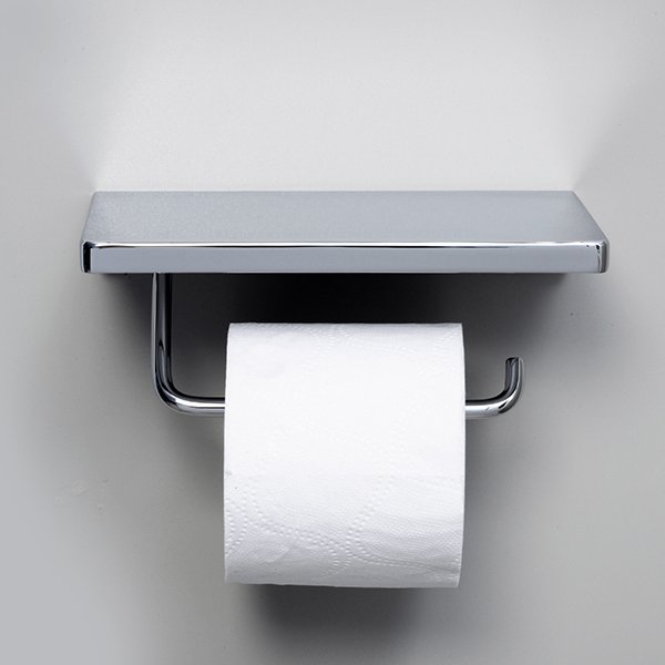 Держатель туалетной бумаги WasserKRAFT K-1425, с полочкой для телефона, цвет хром - фото 1