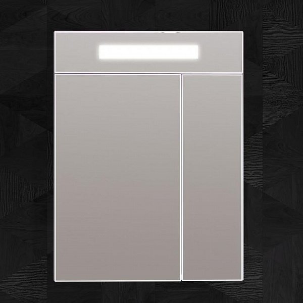 Шкаф-зеркало Опадирис Фреш 60, с подсветкой, цвет белый