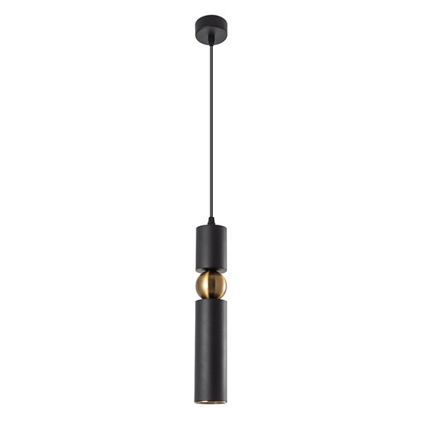 Подвесной светильник Arte Lamp Ran A3162SP-1BK, арматура черная, плафон металл черный / золото, 6х6 см