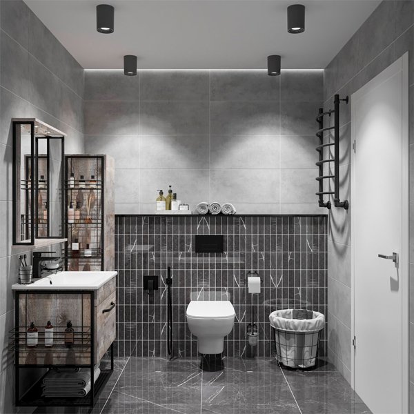 Мебель для ванной Sanflor Бруклин 60, подвесная, цвет бетон пайн экзотик / черный муар