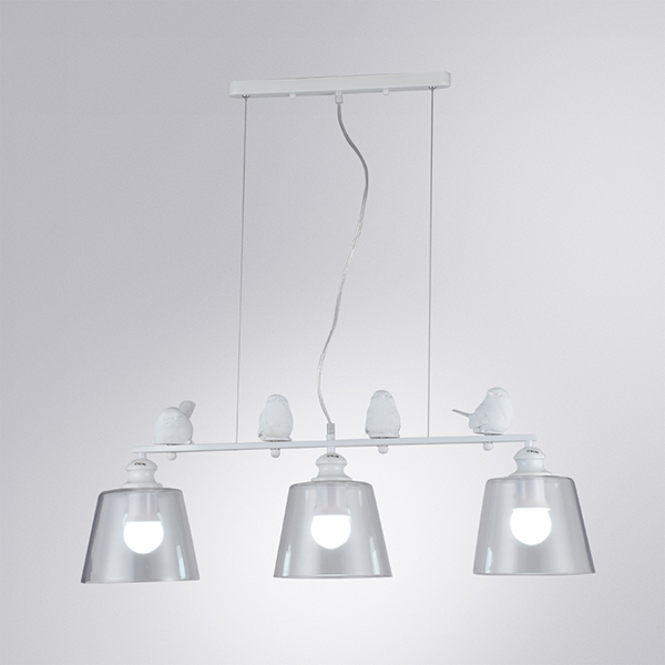 Подвесной светильник Arte Lamp Passero A4289SP-3WH, арматура белая, плафоны стекло дымчатое, 78х28 см