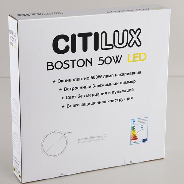 Потолочная люстра Citilux Бостон CL709501N, арматура хром, плафон полимер белый, 46х46 см