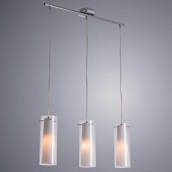 Подвесной светильник Arte Lamp Aries A8983SP-3CC, арматура хром, плафоны стекло белое / прозрачное, 73х10 см