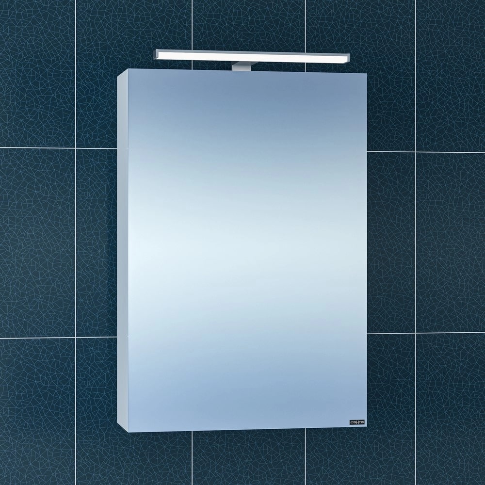 Шкаф-зеркало Санта Стандарт 50, с подсветкой, цвет белый