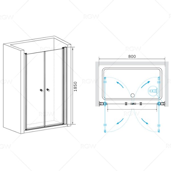 Душевая дверь RGW Passage PA-04 80x185, стекло прозрачное, профиль хром - фото 1