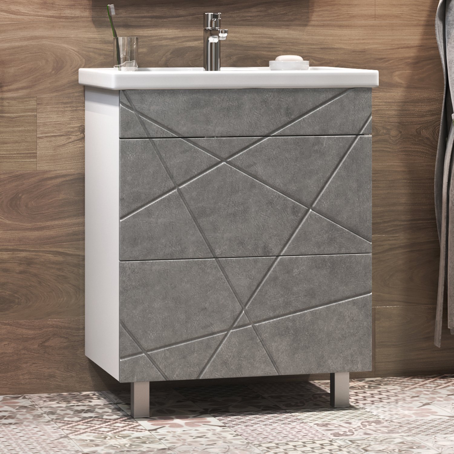 Мебель для ванной Vigo Geometry-2 60, цвет бетон