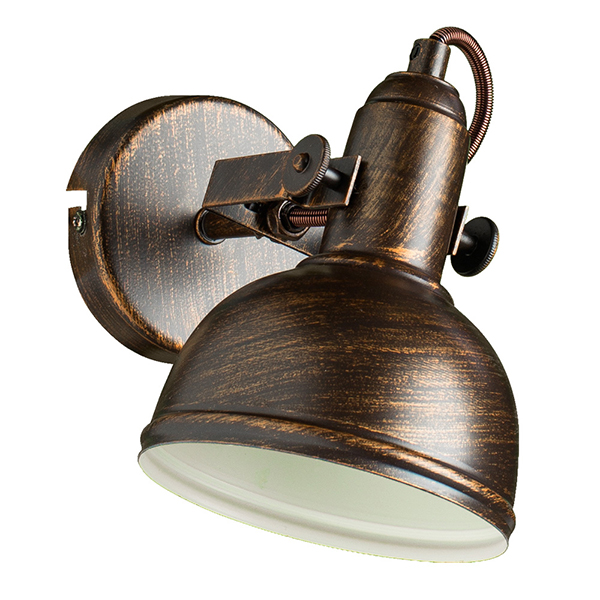 Бра Arte Lamp Martin A5213AP-1BR, арматура коричневая / золото, плафон металл коричневый / золото, 11х22 см