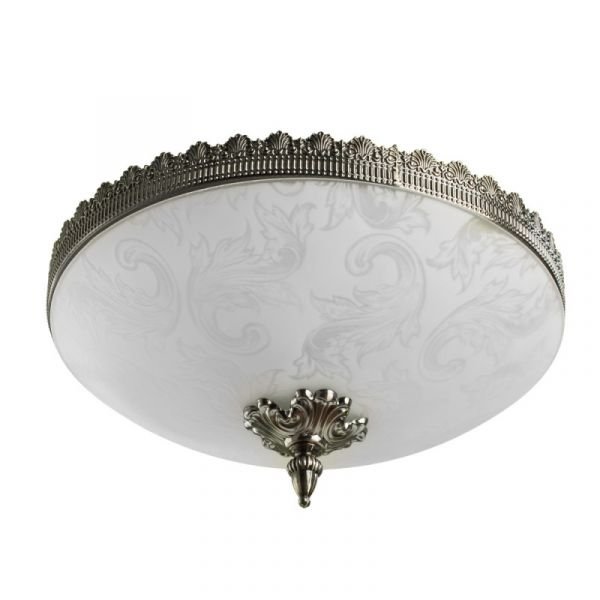 Потолочный светильник Arte Lamp Crown A4541PL-3AB, арматура бронза, плафон стекло белое, 41х41 см