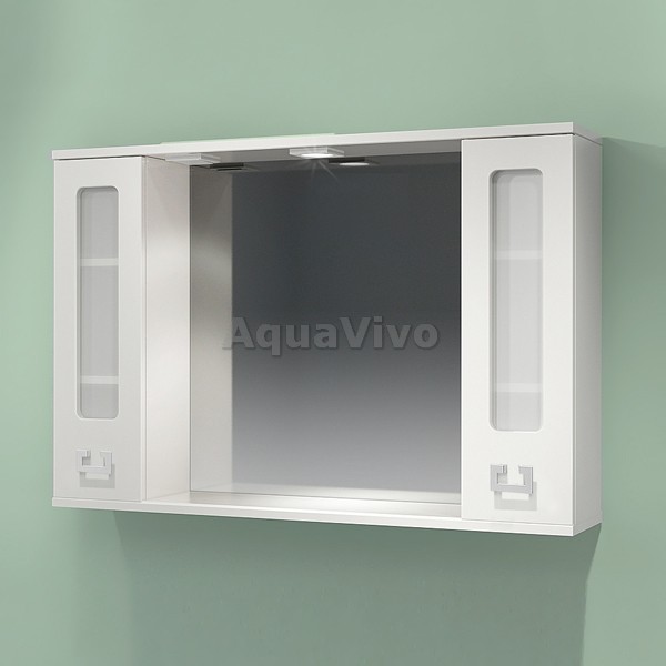 Шкаф-зеркало Какса-А Витраж 105, с подсветкой, цвет белый