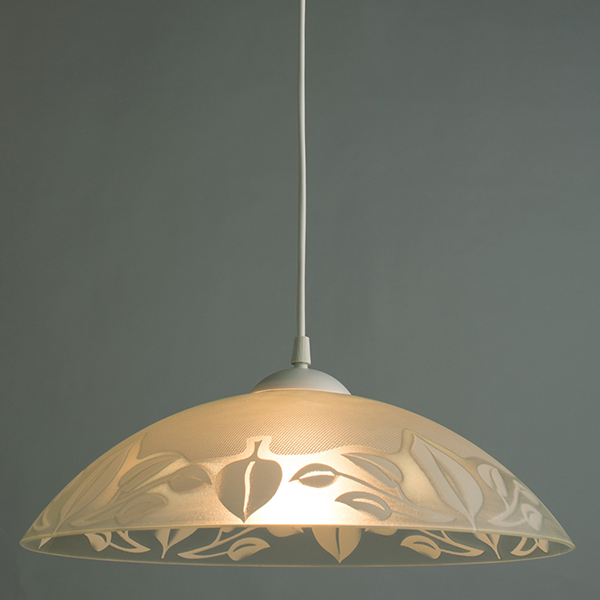 Подвесной светильник Arte Lamp Cucina A4020SP-1WH, арматура белая, плафон стекло белое с рисунком, 36х36 см