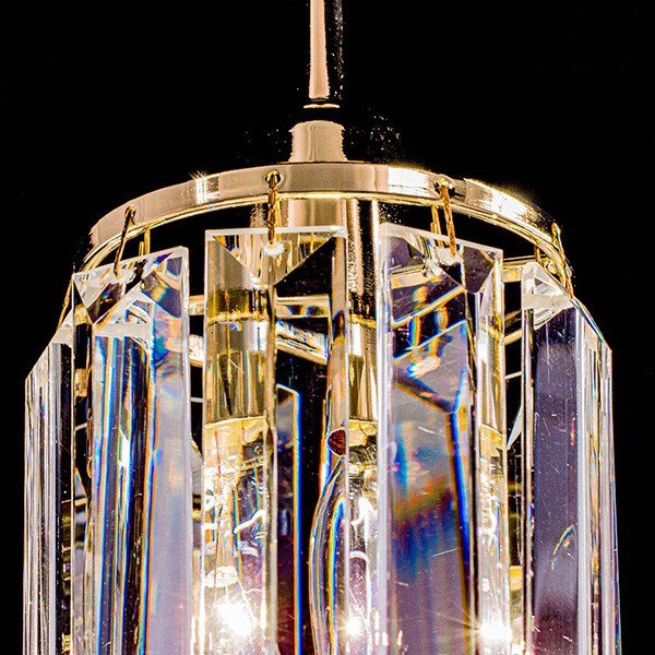 Подвесной светильник Citilux Синди CL330112, арматура золото, плафон хрусталь прозрачный, 9х9 см - фото 1