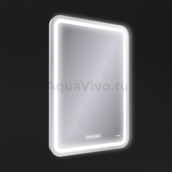 Зеркало Cersanit LED 050 Design Pro 55x80, с подсветкой, c функцией антизапотевания и часами