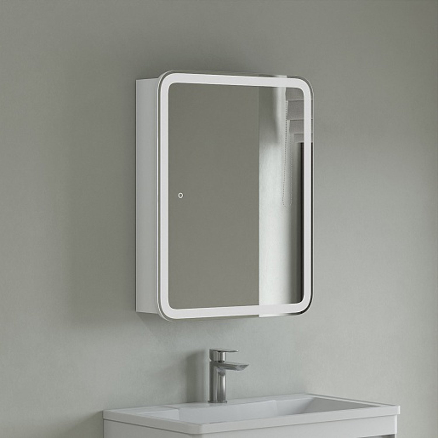 Шкаф-зеркало Corozo Алабама 50/С, с подсветкой, цвет белый - фото 1