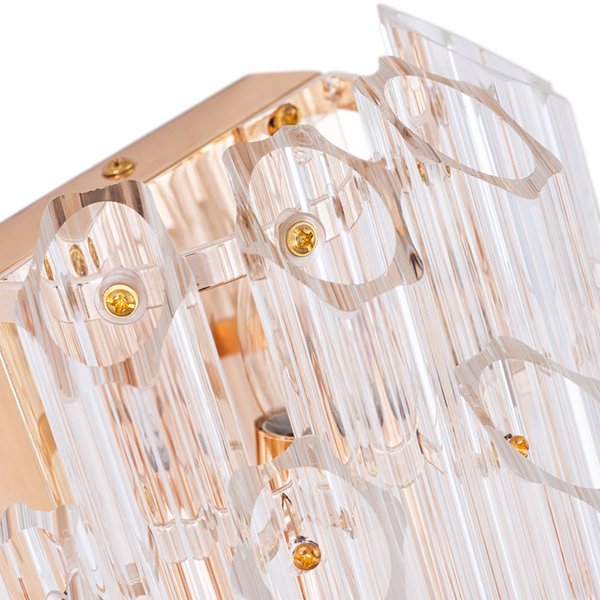 Настенный светильник Arte Lamp Jastin A2848AP-2GO, арматура золото, плафон хрусталь прозрачный, 15х24 см