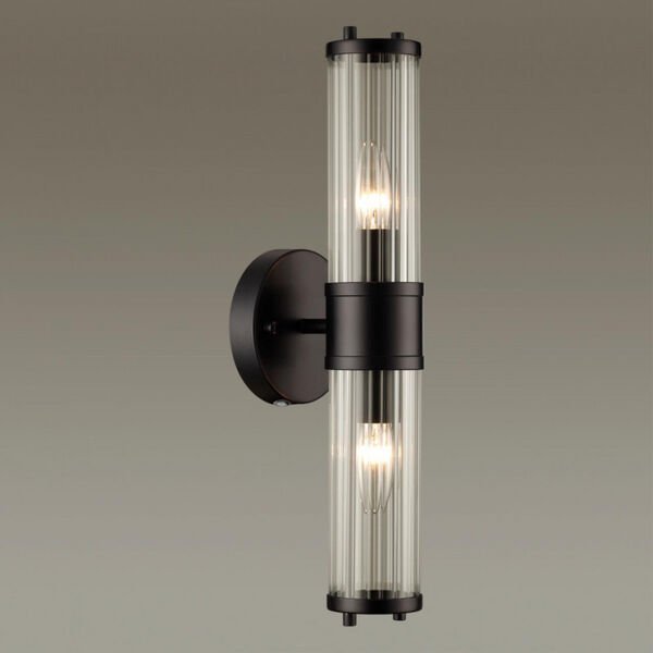 Настенный светильник Odeon Light Kepa 4944/2W, арматура черная, плафон стекло прозрачное