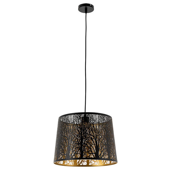 Подвесной светильник Arte Lamp Celesta A2769SP-1BK, арматура черная, плафон металл черный / золото, 35х35 см
