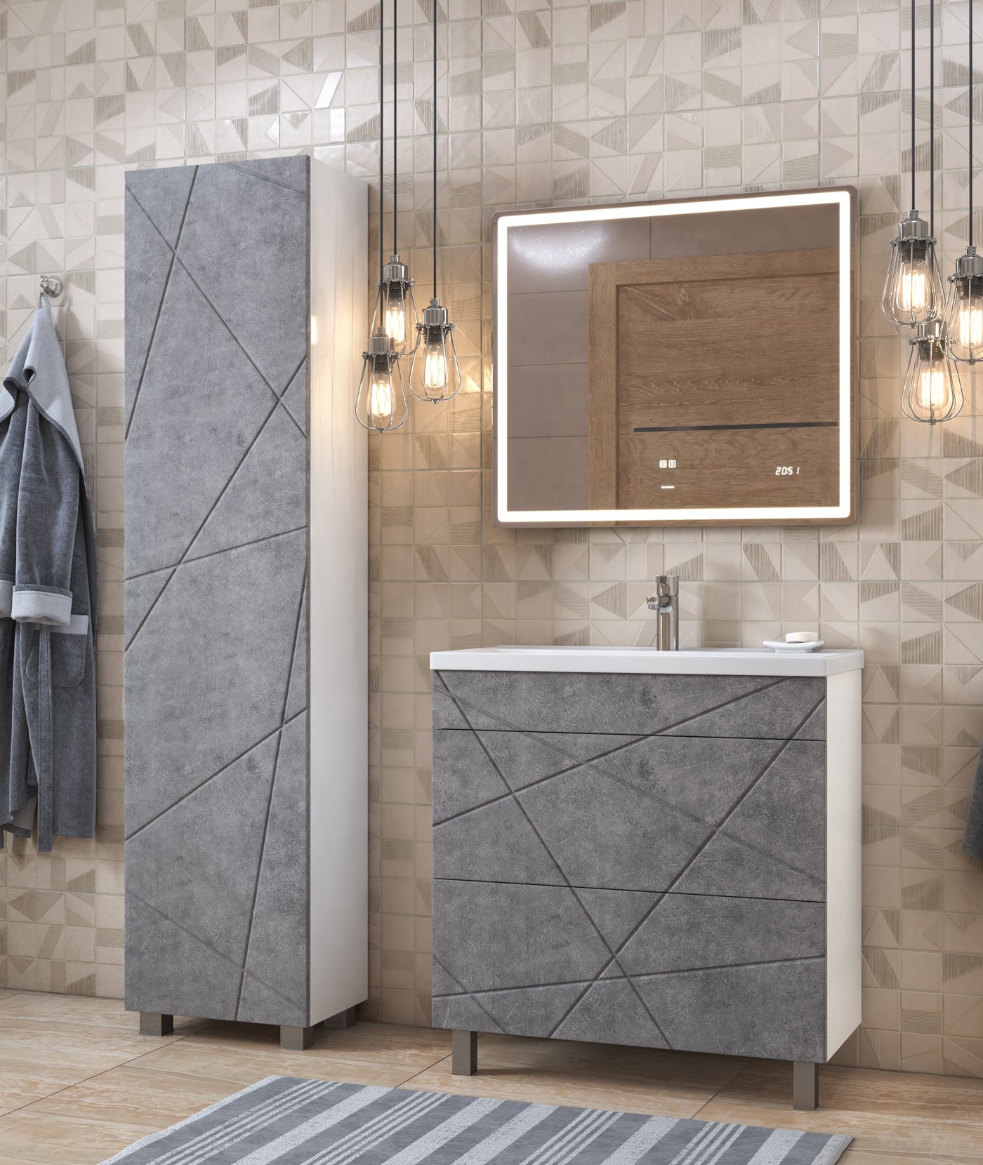 Мебель для ванной Vigo Geometry-2 70, цвет бетон