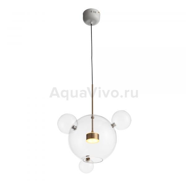 Подвесной светильник ST Luce Bopone SL1133.203.01, арматура металл, цвет белый, золото, плафон стекло, цвет прозрачный