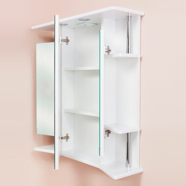 Шкаф-зеркало Оника Валерия 65.02, с подсветкой, цвет белый