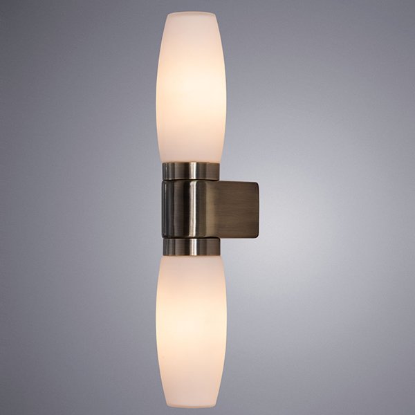 Бра Arte Lamp Aqua-Bastone A1209AP-2AB, арматура бронза, плафоны стекло белое, 8х11 см - фото 1