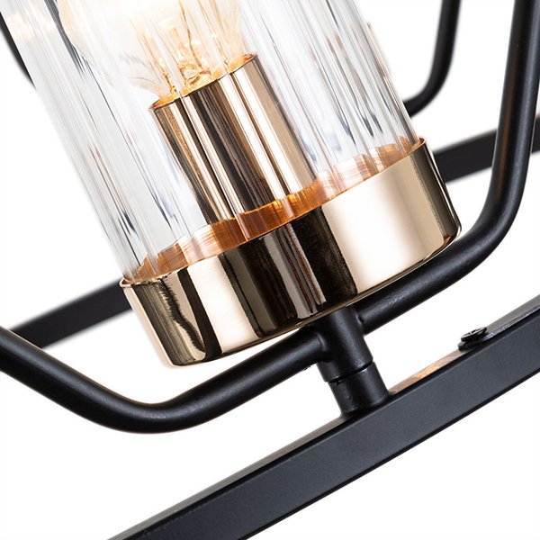 Подвесная люстра Arte Lamp Celaeno A7004SP-6BK, арматура черная / золото, плафоны стекло прозрачное, 75х75 см - фото 1