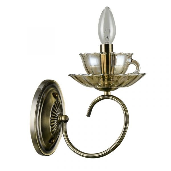Бра Arte Lamp Tet-A-Tet A1750AP-1AB, арматура цвет бронза, плафон/абажур стекло, цвет янтарный