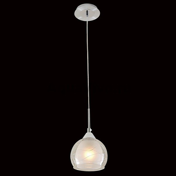 Подвесной светильник Citilux Буги CL157112, арматура хром, плафон стекло белое / прозрачное, 15х15 см
