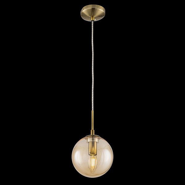 Подвесной светильник Citilux Томми CL102013, арматура бронза, плафон стекло бежевое, 15х15 см