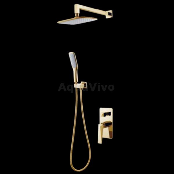 Душевой комплект Boheme Venturo 384, встраиваемый, с верхним и ручным душем, цвет золото - фото 1