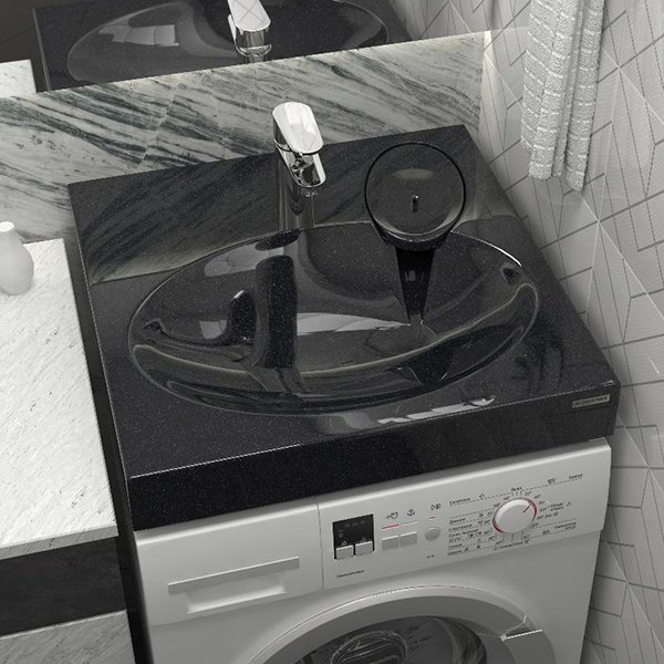 Раковина Stella Polar Миро 60x60 для установки над стиральной машиной, цвет черный - фото 1