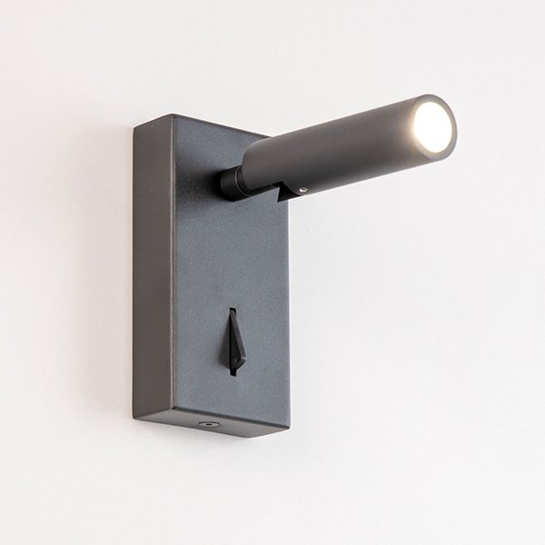 Настенный светильник Citilux Декарт CL704351, арматура черная, плафон металл черный, 6х12 см