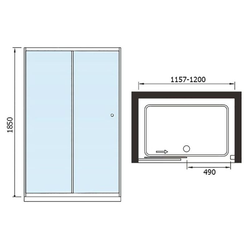 Душевая дверь Weltwasser WW200 200S2-120 120x140, стекло прозрачное, профиль хром - фото 1
